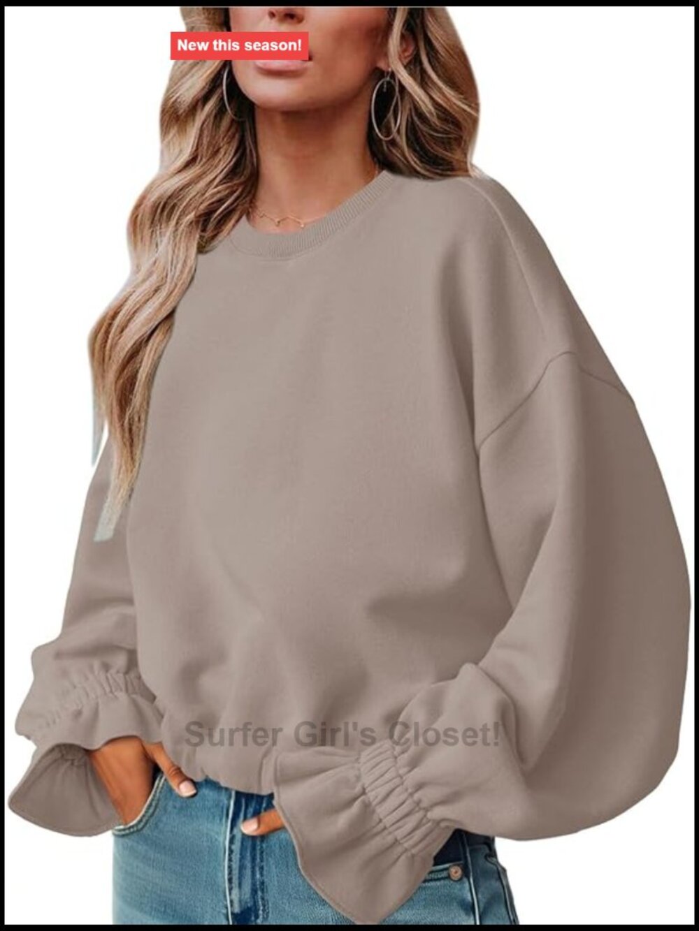 Women's Cotton Pullover Sweatshirt Crew Neck Ruched Loose Fit Long Sleeve